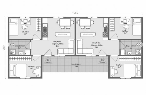102 m2 Prefabricated House Model