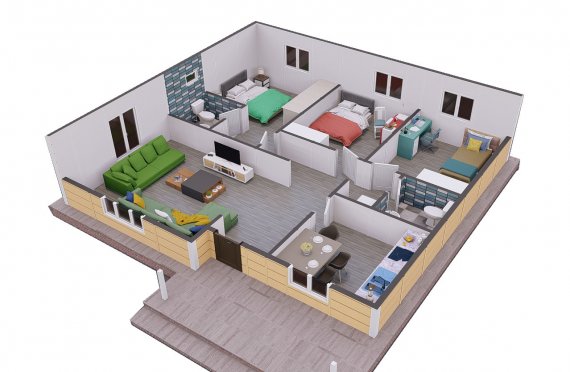 103 m2 Prefabricated House Model