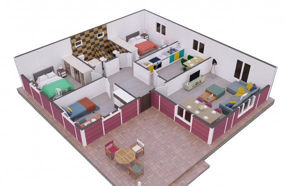 123 m2 Prefabricated House Model
