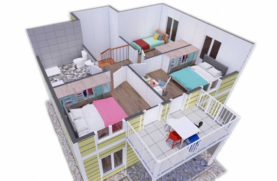 128 m2 Duplex Prefabricated House
