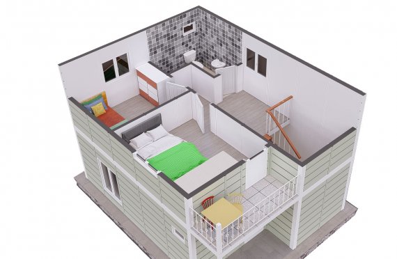91 m2 Duplex Prefabricated House