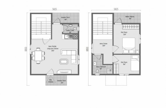 91 m2 Duplex Prefabricated House