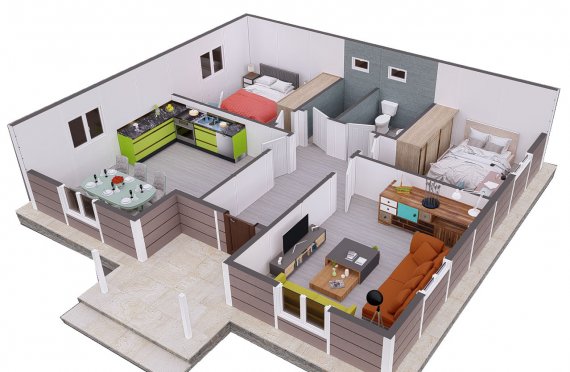 95 m2 Prefabricated House Model