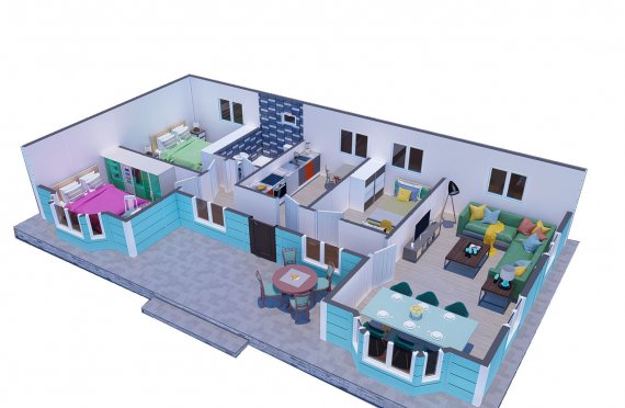 97 m2 Prefabricated House Model