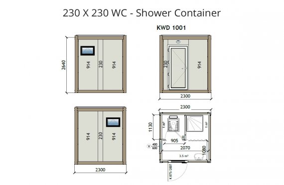 KW2 230X230 Wc - Shower Container