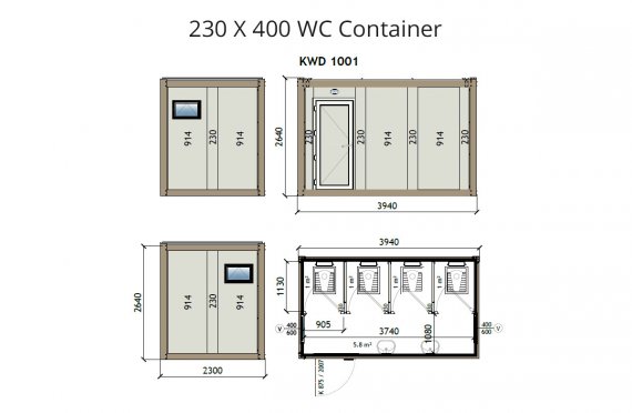 KW4 230X400 Shower & Toilet Blocks