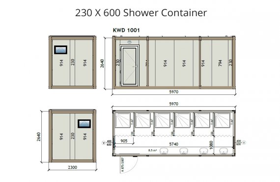 KW6 230X600 Shower & Toilet Blocks