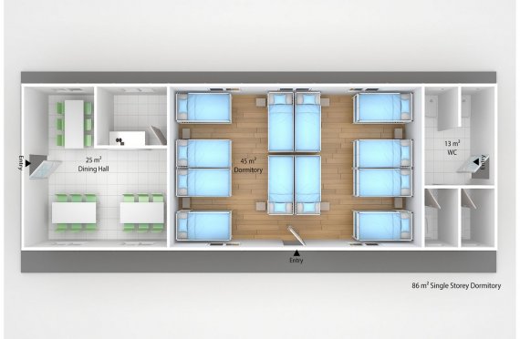 Prefabricated Dormitory 86 m2
