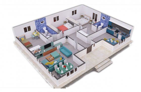 123 m2 Prefabricated House Model