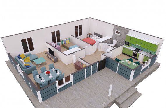 87 m2 Prefabricated House Model
